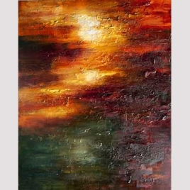 modern red gold green textured abstract painting