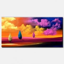 colorful cypress trees painting