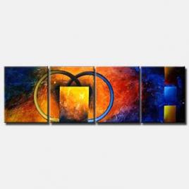 multi panel abstract red blue