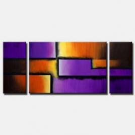 triptych canvas purple abstract