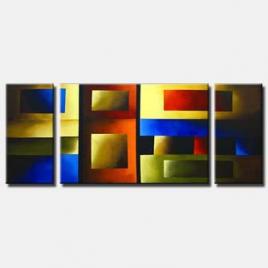 abstract squares on three panels