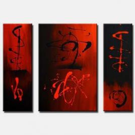 black and red triptych canvas