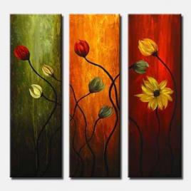 triptych floral painting