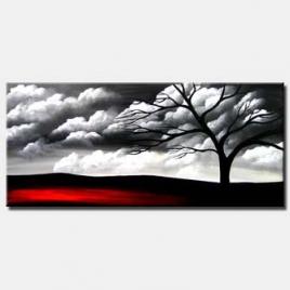 black and white landscape painting