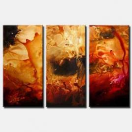 triptych art red orange abstract