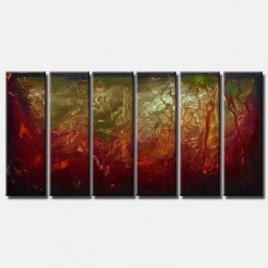 multi panel red brown abstract art