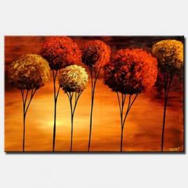 tree tops red landscape painting