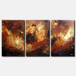 modern triptych painting brown earth