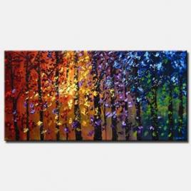 colorful abstract blooming trees landscape