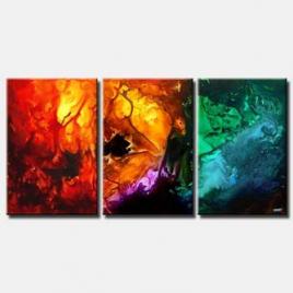 bold abstract triptych painting 