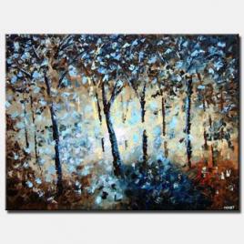 blue forest painting