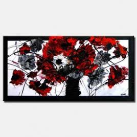 abstract panting of the black and red flowers