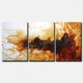 triptych white red brown abstract