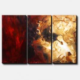 triptych red modern painting