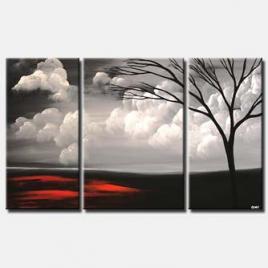 clouds art black and white triptych 