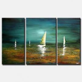 multi panel canvas landscape boats in sea