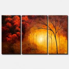 forest tree clouds triptych 