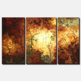 triptych canvas landscape leafs forest