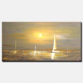boats sailing on sunset soft