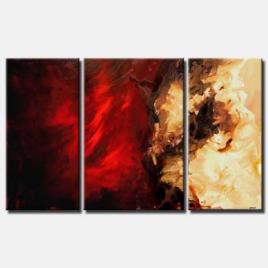 modern red painting abstract triptych