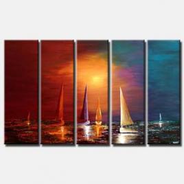 sailing boats landscape colorful sunrise