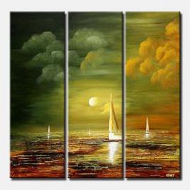 storm sail boat vertical triptych