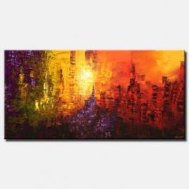 abstract landscape painting colourful city