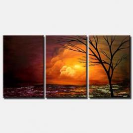 heaven clouds landscape triptych tree sunset