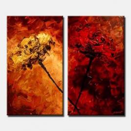 diptych floral red monochromatic art