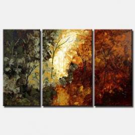 triptych indian summer forest trees