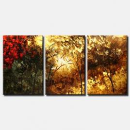 triptych canvas forest of light trees