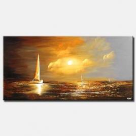 sail boat coming home soft landscape