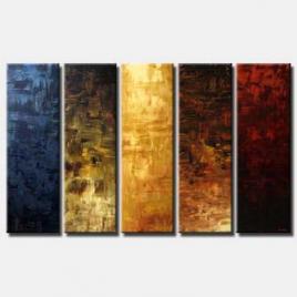 large vertical abstract painting multi panel