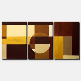 triptych geometrical painting earth tones