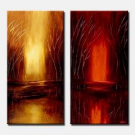 diptych abstract painting red yellow vertical