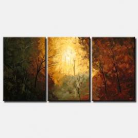 sunrise in the forest triptych earth tones