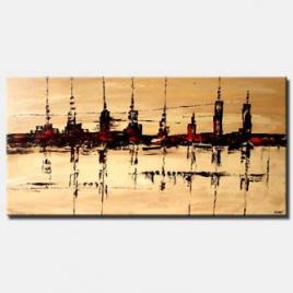 distant city abstract painting large landscape
