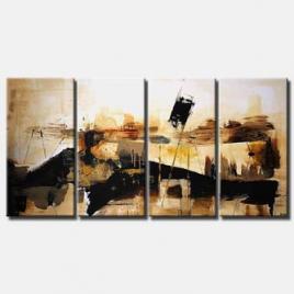 abstract painting brown beige multi panel