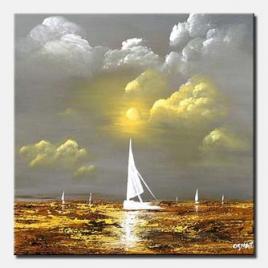 sail boat abstract landscape painting