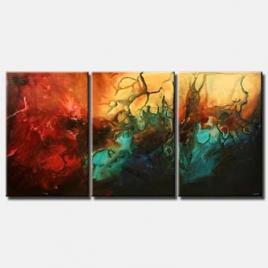 large modern seascape painting triptych