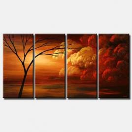 multi panel canvas landscape tree clouds
