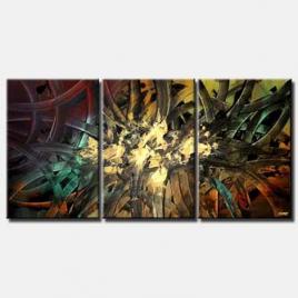 large abstract art triptych colorful decor