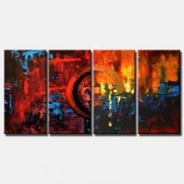 multi panel red painting sunset on mars colorful