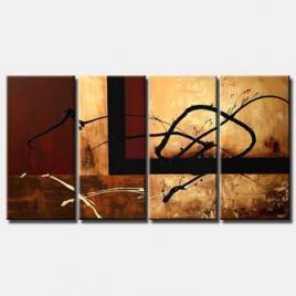 brown and beige abstract painting multi panel