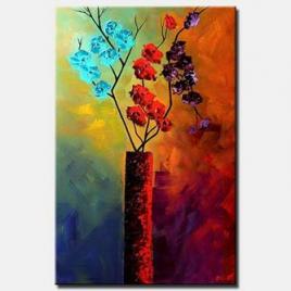 flowers in vase abstract painting colorful