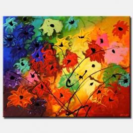 abstract landscape painting colorful floral rose