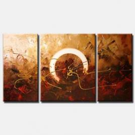 modern triptych home decor painting in red with white circle