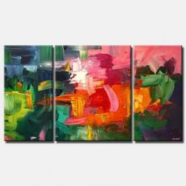 colorful modern abstract painting  triptych