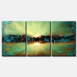 large living room modern decor triptych