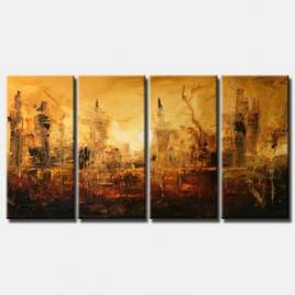abstract cityscape in brown tones multi panel